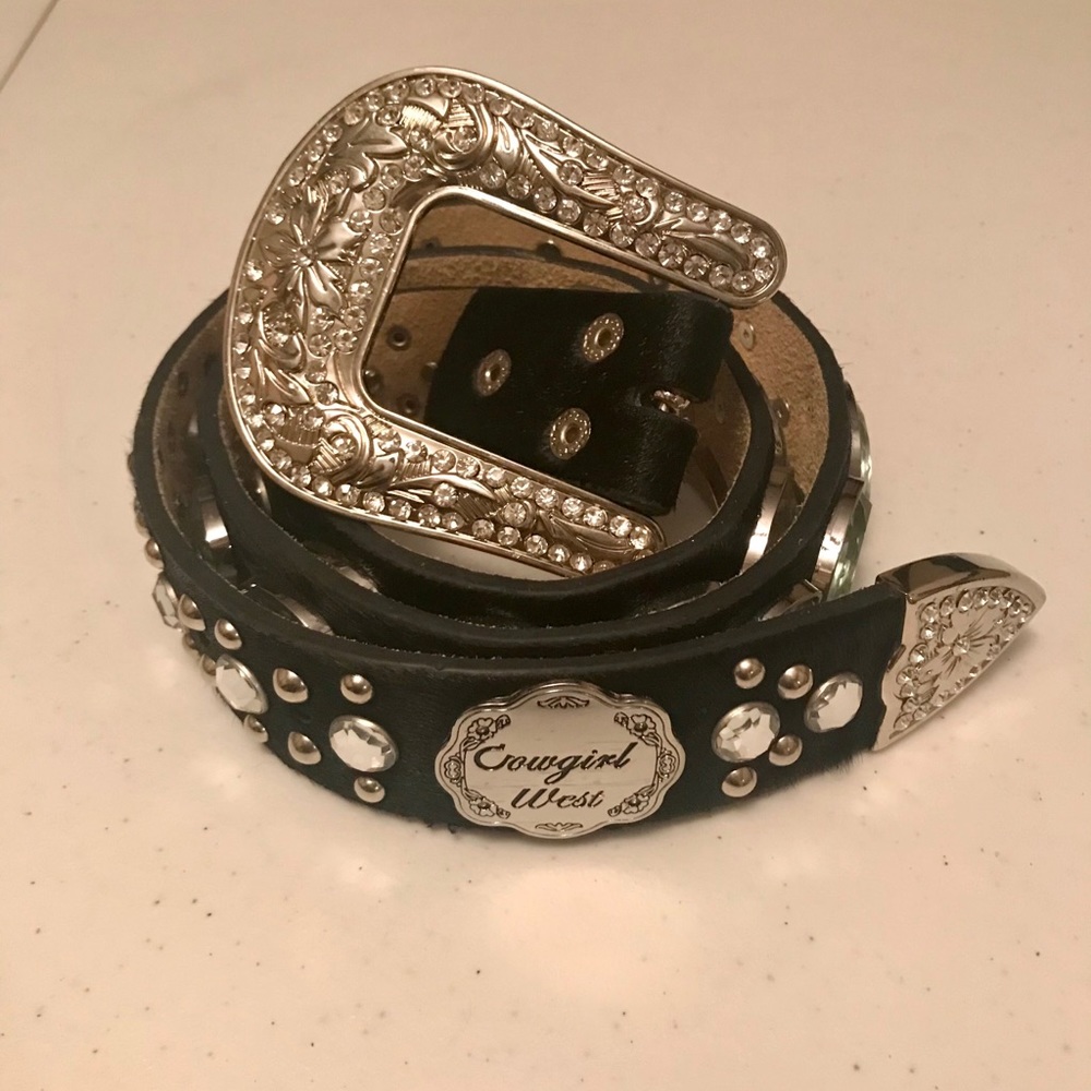 Cowgirl west black and bling western belt